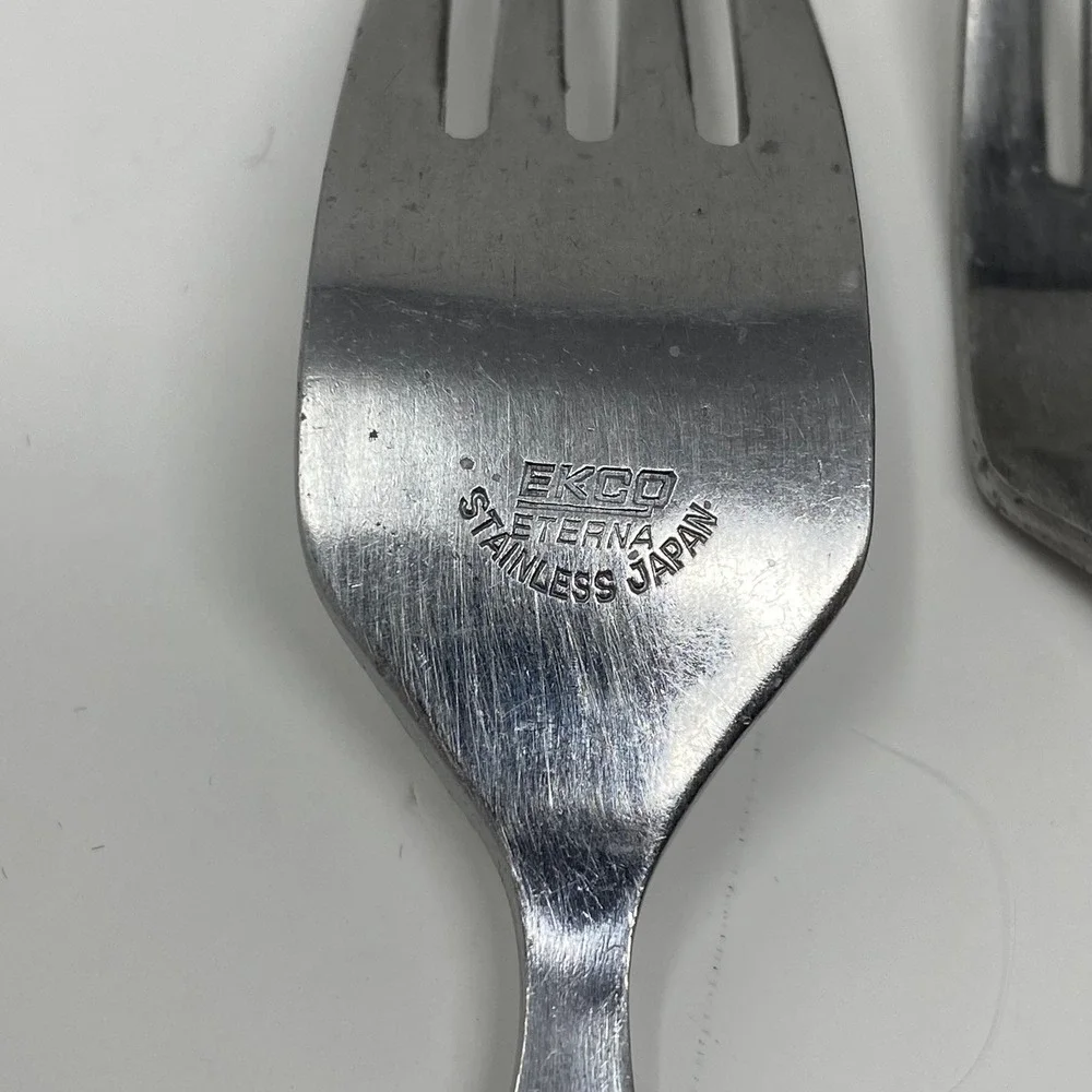 Vtg Ekco Eterna Japan 24 Piece Flatware Set Mid Century Floral Scroll Stainless
